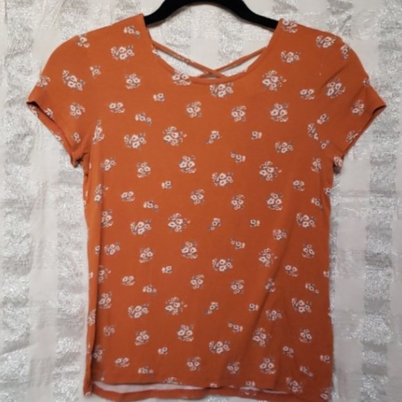 Tilly's white fawn orange Floral top - Picture 1 of 4